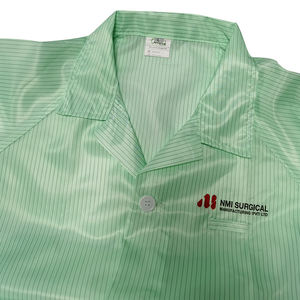 Allesd Vert 98% Polyester 2% Fil de fibre de carbone antistatique Vêtements <span class=keywords><strong>anti</strong></span>-poussière pour salle blanche Esd Smock - Product Image 6