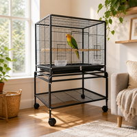 Grande cage à oiseaux en fer extra-large, style villa, à trois niveaux, avec protection anti-évasion, forme carrée, pour perroquets
