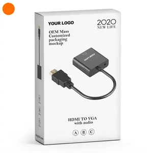 25 centímetros Venda Quente 1080P 60HZ HDMI Macho Para VGA Cabo Adaptador Feminino HDMI Para VGA Conversor Com conversor de cabo de vídeo e áudio, suporte 3d