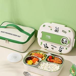 Lonchera Bento de Acero Inoxidable de 1500 ml con <span class=keywords><strong>4</strong></span> Compartimentos y Bolsa, Lonchera Bento con Compartimento para Sopa - Product Image 4