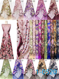 Tissu en dentelle diamantée à succès, vente en gros d'usine, prix abordable, nouvelle tendance, tissu en dentelle brodé floral avec perles pour robes féminines - Product Image 6