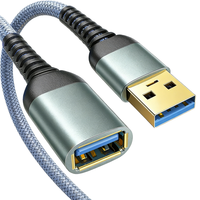 Câble d'extension USB 3.0 tressé en nylon 5 Gbps, Type A mâle vers femelle, cordon d'extension USB haute vitesse