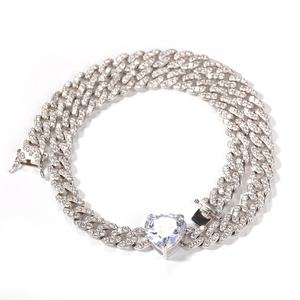 Chaîne en forme de cœur cubain pour femme, collier transparent glacé, chaîne à maillons cubain, <span class=keywords><strong>Miami</strong></span>, bijoux bling-bling, 9mm - Product Image 6