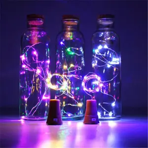 Tira de luces LED de cobre para decoración de Bar, luz Solar de corcho de imitación, para encimera de vino, color amarillo, rosa, rojo, azul y púrpura