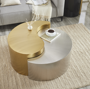 Mesa de Centro Decorativa de Estilo Moderno y Contemporáneo con Estructura de Acero en Dorado y Plateado para Sala de Estar - Product Image 3