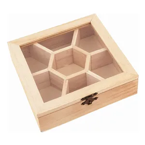 Boîtes sectionnelles en bois personnalisées avec couvercle en acrylique, boîtes à cadeaux idéales pour les anniversaires, les mariages et les fêtes