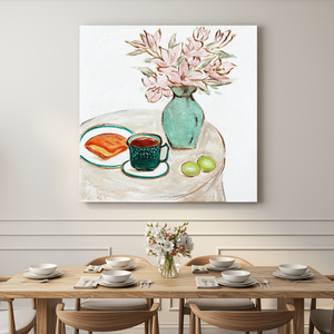 Tableau mural style moderne, peint à la main, nature morte, fleurs colorées, pour salle à manger, restaurant, salon - Product Image 1