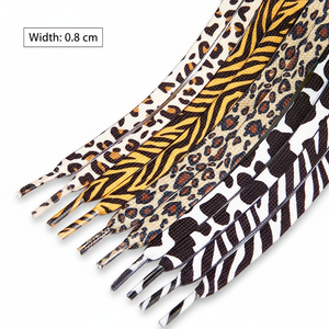 WEGOODZF, cordones planos personalizados de poliéster para Zapatos, zapatillas de estilo Premium con estampado de leopardo colorido, accesorios para zapatos informales, se venden por pares - Product Image 3