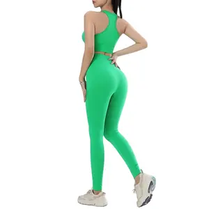 Women Yoga Set Workout Sportswear Gym Clothing Fitness Long Sleeve Crop Top High Waist Leggings Sports Suits