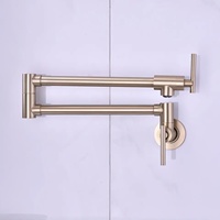 Robinet de cuisine pliable Kaiping Gold avec cartouche céramique, finition brossée, eau froide uniquement, montage mural