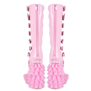 Summer Cut Out Knee High <b>Boots</b> Women Buckles Thick Lace Platform Chunky Heels Back Zipper Patent Long Booties Big Size 47 Shoes - Product Image 4