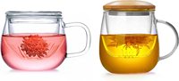 Tasse à café/thé en verre transparent personnalisée de 10 oz, faite à la main, pour la maison ou le bureau, avec infuseur à thé et couvercle filtrant