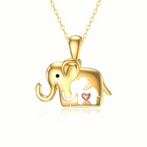 Collar con Colgante <span class=keywords><strong>de</strong></span> Elefante Madre e Hijo en Plata <span class=keywords><strong>de</strong></span> Ley 925 Chapada en <span class=keywords><strong>Oro</strong></span> <span class=keywords><strong>de</strong></span> 18k al por Mayor <span class=keywords><strong>para</strong></span> Mujer, Regalo del Día <span class=keywords><strong>de</strong></span> la Madre, Joyería Personalizada - Product Image 1