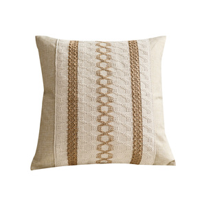 Cojín Decorativo <span class=keywords><strong>de</strong></span> Lino con Rayas Tejidas a <span class=keywords><strong>Crochet</strong></span>, Personalizable para Sofá Combinado, Estilo Boho, Tejido Calado, Cuadrado - Product Image 5