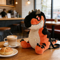 Sac à dos en peluche 3D de haute qualité, personnalisé, en forme de Tyrannosaurus Rex, avec fermetures éclair et sangles, jouet en peluche pour enfants