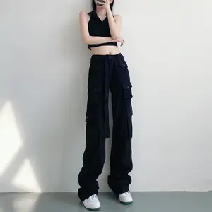 2023 Summer Wide Leg Trousers Straight Cotton Linen Fashion All-match Casual Pants Women's Clothing