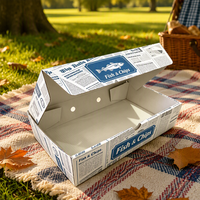Boîtes d'emballage jetables pour la restauration rapide à emporter, boîtes en papier recyclables personnalisées pour le poisson et les frites