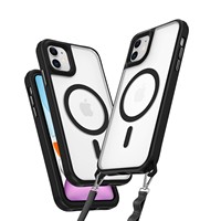Étui de téléphone magnétique en TPU+PC antichoc à quatre coins avec trou pour cordon pour 16 Pro Max/15 Pro/14/13/12/11 Design de luxe