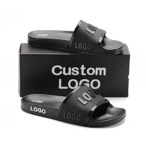 Chinesische Fabrik Oem Herren Pantofole Pu geprägte Gummis chuhe Custom Slides Sandalen Custom Slipper mit Logo