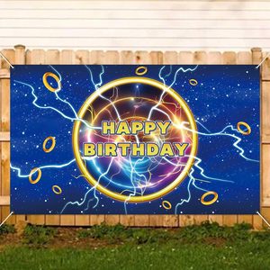 Fondo fotográfico <span class=keywords><strong>de</strong></span> feliz cumpleaños, telón <span class=keywords><strong>de</strong></span> fondo azul con diseño <span class=keywords><strong>de</strong></span> <span class=keywords><strong>Sonic</strong></span> y diamantes, decoración para fiesta <span class=keywords><strong>de</strong></span> cumpleaños, personalizable - Product Image 4