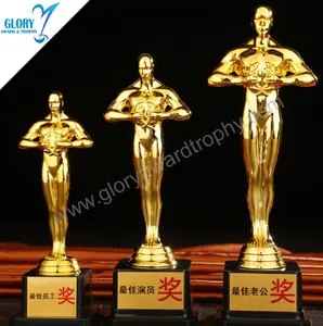 Neuankömmling Top-Ranking Kristall Metallplatte Harz Kunststoff Oscar Statue Business Party Film Film Sänger Trophy Award