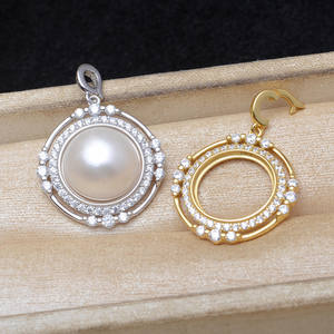 Base para Colgante de Plata S925 con Diseño de Girasol y Madreperla, Accesorios para Joyería de Perlas, Base Vacía para Colgante de 15.5-15.7mm - Product Image 1