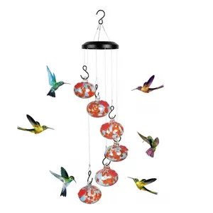 Outdoors Hanging Ant and Bee Proof Charming Wind Chimes Hummingbird Feeder for Viewing