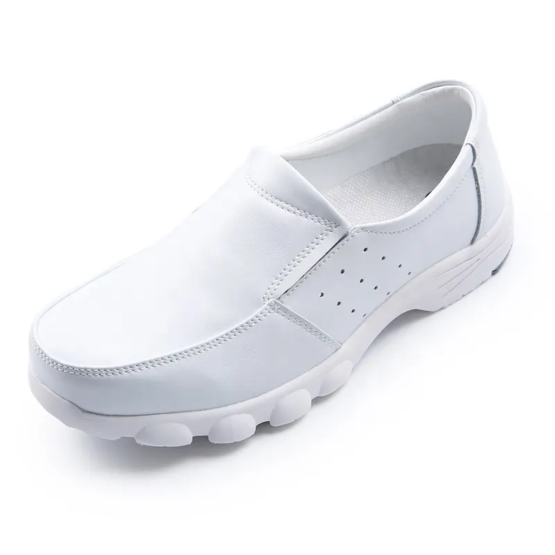New White Soft Leather Men Casual Shoes Comfortable Flats Business Loafers Men Doctor Nurse Work Shoes