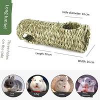 Nouveau tunnel artisanal en paille pour lapins, chinchillas, hamsters, cochons d'Inde, hérissons – Maison d'évasion et jouet de passage