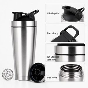 Nouvelle bouteille <span class=keywords><strong>shaker</strong></span> isotherme à double paroi en acier inoxydable de 25 oz pour le sport et la remise en forme avec mélangeur de protéines en poudre - Product Image 3