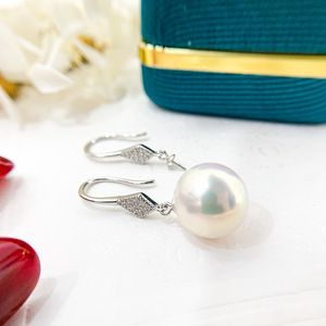 Accessoire en argent S925 pour la création de bijoux, boucle d'oreille en argent tendance avec perle de 8 à 12 mm, 21557, boucles d'oreilles pendantes DIY, support vide pour ongles - Product Image 2
