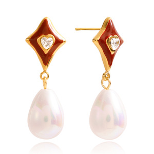 Pendientes de Perlas en Forma de Lágrima con Patrón de Estrella, Grado AAA, Engaste en Bisel, para Uso Diario - Product Image 5