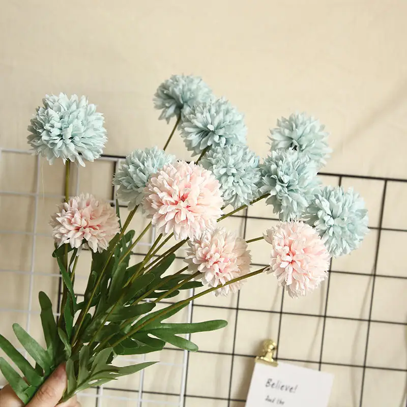 YOPIN-874 Artificial Flowers Dandelion Silk Flower Ball Chrysanthemum For Home Decoration