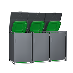 Thùng rác <span class=keywords><strong>bin</strong></span> hộp thép mạ kẽm ngoài trời Wheelie <span class=keywords><strong>bin</strong></span> đổ 3 mảnh vườn rác có thể lưu trữ 240L multonnenbox với mở đầu - Product Image 1