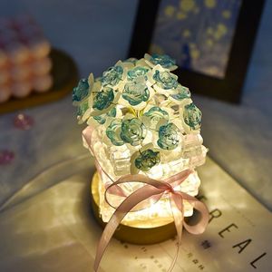 Rosa rosa bianca fiore LED cubo lampade da tavolo lampada natale compleanno decorazione di nozze <span class=keywords><strong>notte</strong></span> LED Rose Cube lampade da tavolo - Product Image 3