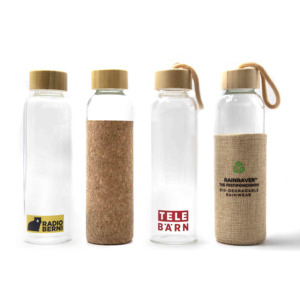 Tùy Chỉnh Cao Thủy Tinh Borosilicate Du Lịch Chai Tre Nắp Bằng Gỗ Nút Chai Tay Áo Thủy Tinh Đồ Uống Cốc Cốc Thủy Tinh Cho Cắm Trại - Product Image 2