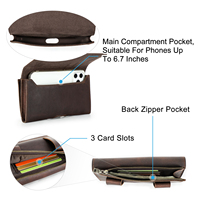 Funda Minimalista de Cuero Crazy Horse para Teléfono, Bolsa de Cinturón para Smartphone de 6.7 Pulgadas, para Senderismo, Ciclismo, Equitación, Deportes al Aire Libre, Cartera para Teléfono