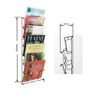 Estante de almacenamiento de discos de vinilo montado en la pared de alambre de Metal, soporte para revistas y folletos de 7 niveles para almacenamiento y decoración - Product Image 4