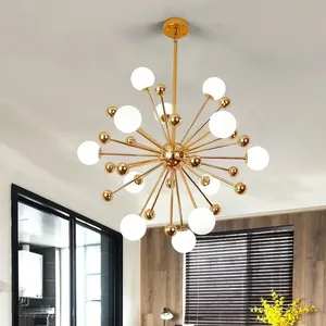 Lampadario a globo per illuminazione cucina e ristorante, lampadario dorato <span class=keywords><strong>in</strong></span> <span class=keywords><strong>plexiglass</strong></span> acrilico, lampada Sputnik a molecole, lampadario italiano - Product Image 4