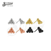 SUPERSTAR ASTM F136 Titane Embouts sans filetage Design boule unie en grappe Labret Stud pour lèvre Boucle d'oreille Bijou de piercing pour cartilage