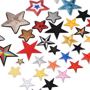 35 Pièces Écussons Brodés Informatiques en <span class=keywords><strong>Tissu</strong></span> à Paillettes, Motifs Cœur et Cinq Étoiles, pour Vêtements de Scène, Sacs, Casquettes et Accessoires - Product Image 2