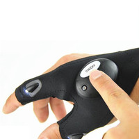 Gants de Pêche avec Lampe Torche LED Étanche, Survie et Sauvetage pour Camping, Randonnée, Gants sans Doigts Extérieur