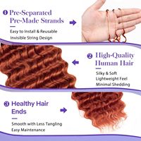 Fournisseur d'usine – Meilleures ventes : Nœuds sans nœuds 350 #   Mèches de cheveux humains en vrac pour tressage, style Deep Wave Feather Crochet, invisibles, style bohème