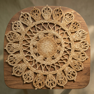 Handwoven Jute <b>Table</b> <b>Mat</b> Round Woven Area Rug Natural Fiber Placemat Decorative Floor <b>Mat</b> for Home Dining Room - Product Image 2