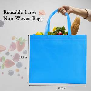 Sac à provisions en tissu non tissé réutilisable écologique personnalisé fourre-tout <span class=keywords><strong>d</strong></span>'épicerie recyclable avec logo imprimé - Product Image 3
