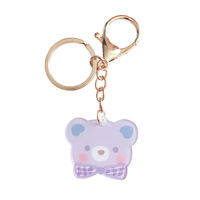 Porte-clés en acrylique transparent double face imprimé UV personnalisé Kawaii, motif ours, léger, pour sac à dos