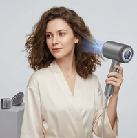 Sèche-cheveux professionnel à air chaud à ions négatifs, 1200W, 110 000 tr/min, haute vitesse, en plastique, avec diffuseur et écran LCD, pour salon et hôtel