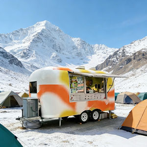 Carrito de Comida Móvil de 4 Ruedas con Marco de Acero Inoxidable en Degradado Naranja y Blanco, Gráficos Personalizados, Garantía de 2 Años para Festivales de Música y Venta de Aperitivos - Product Image 3