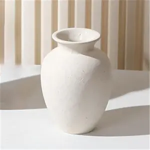 Rustikale Vintage-Stil weißen Ton runden Topf Glas Vasen große Tischplatte Blumenvase für die Dekoration