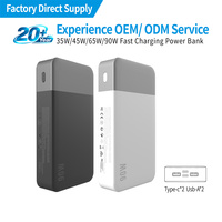 Cargador Portátil Powerbank OEM ODM con Logotipo Personalizado, 35 W, 45 W, 65 W, 10000 mAh, 20000 mAh, Delgado, con Puerto Tipo C y USB